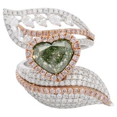 GIA Certified Fancy Brownish Greenish Yellow VS1 Clarity Diamond Ring