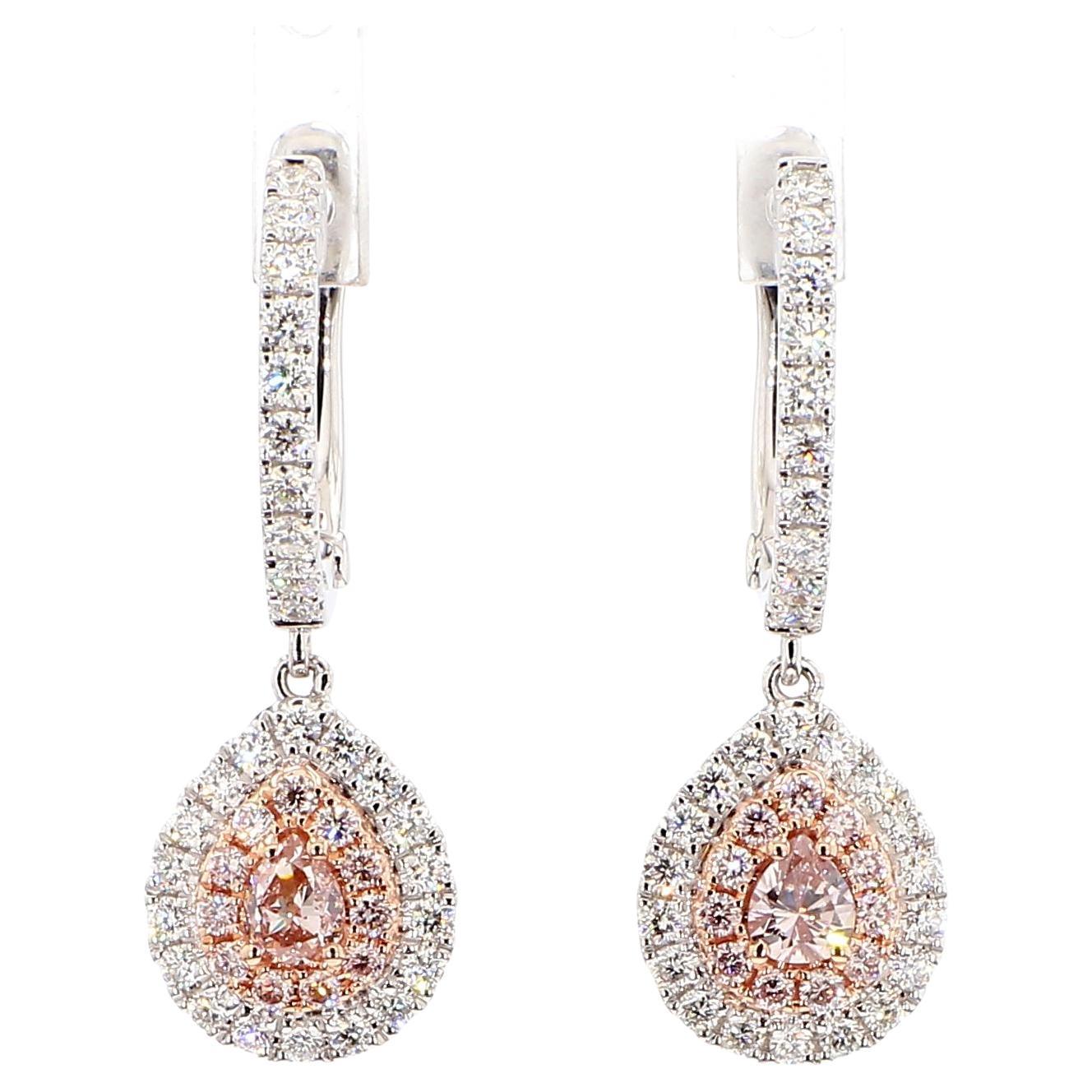 Orecchini in oro con diamante Fancy Brownish Pink Diamond da 1,49 carati TW certificati GIA