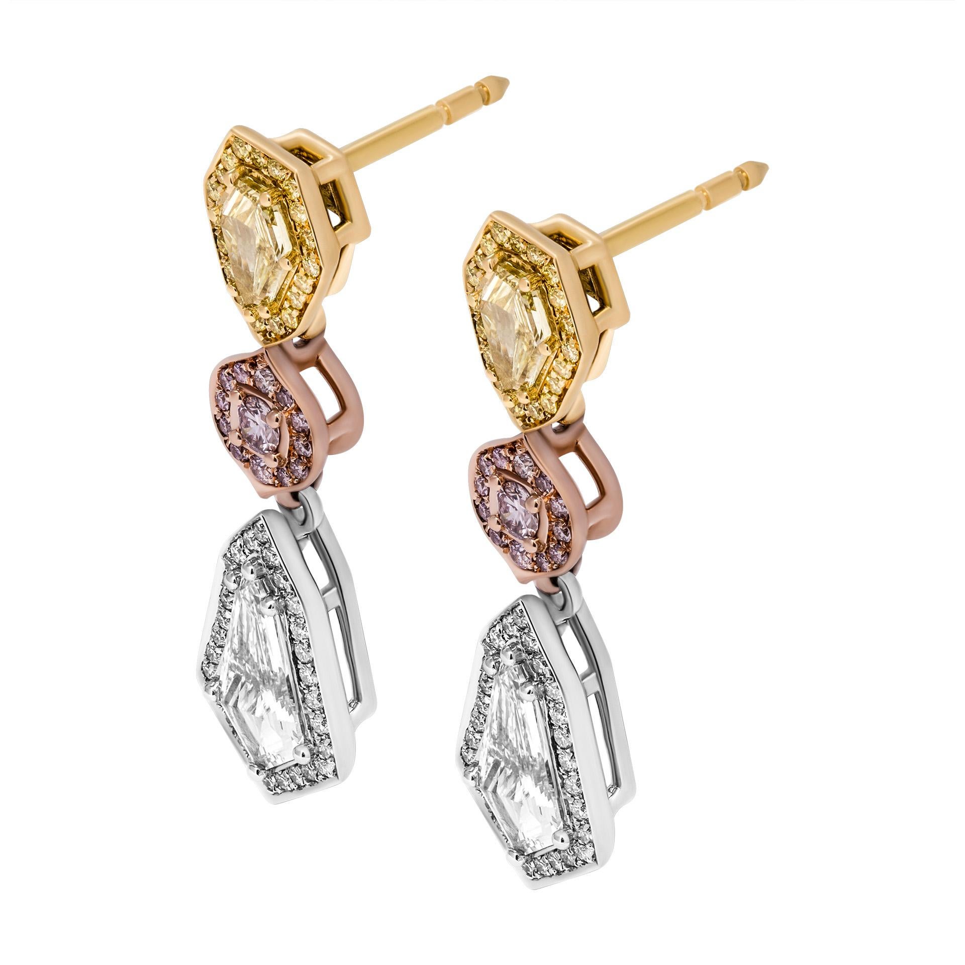 Modern GIA Certified Fancy Color Diamond Earrings  For Sale