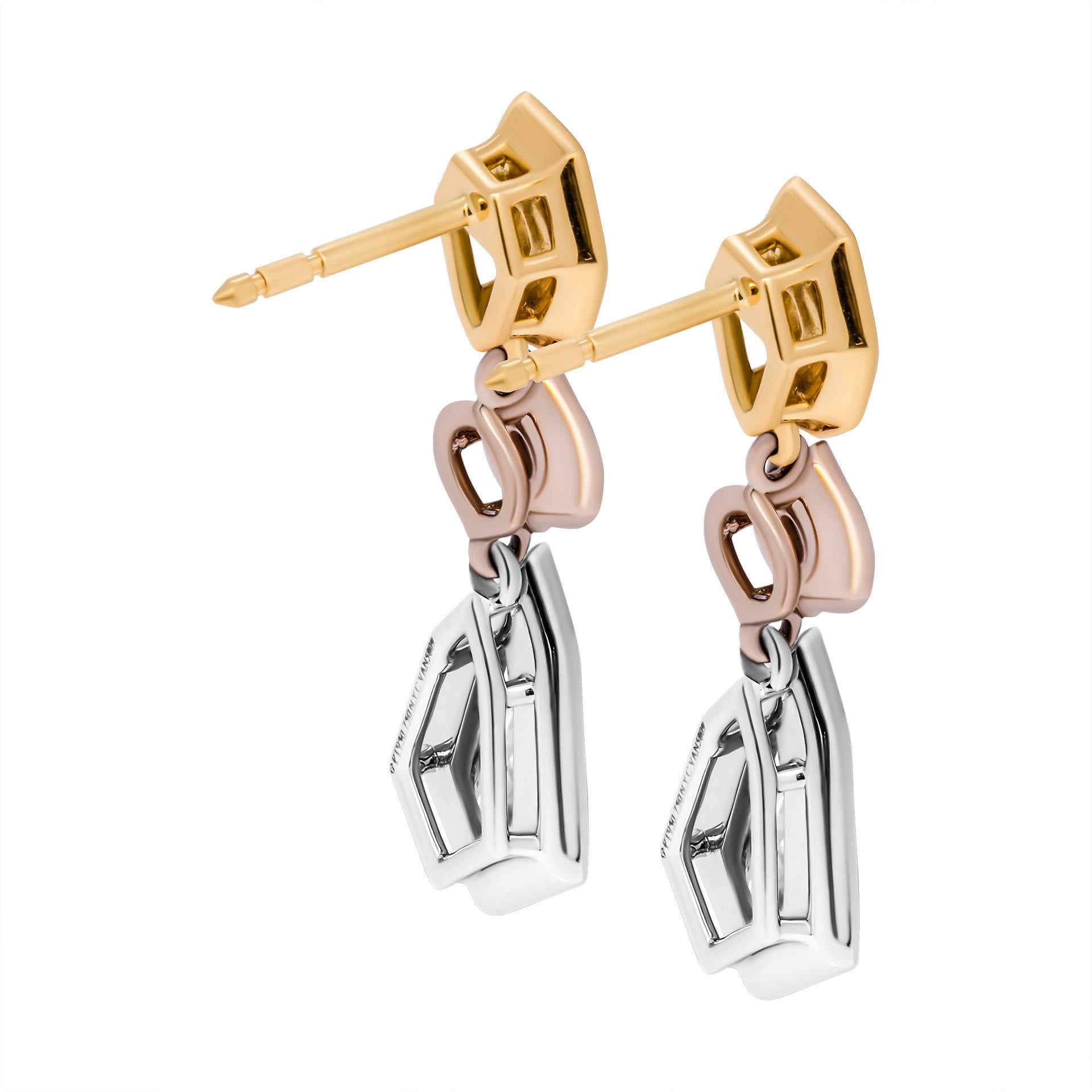 Kite Cut GIA Certified Fancy Color Diamond Earrings  For Sale