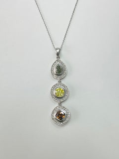 GIA Certified Fancy Color Diamond Pendant in 18K White Gold