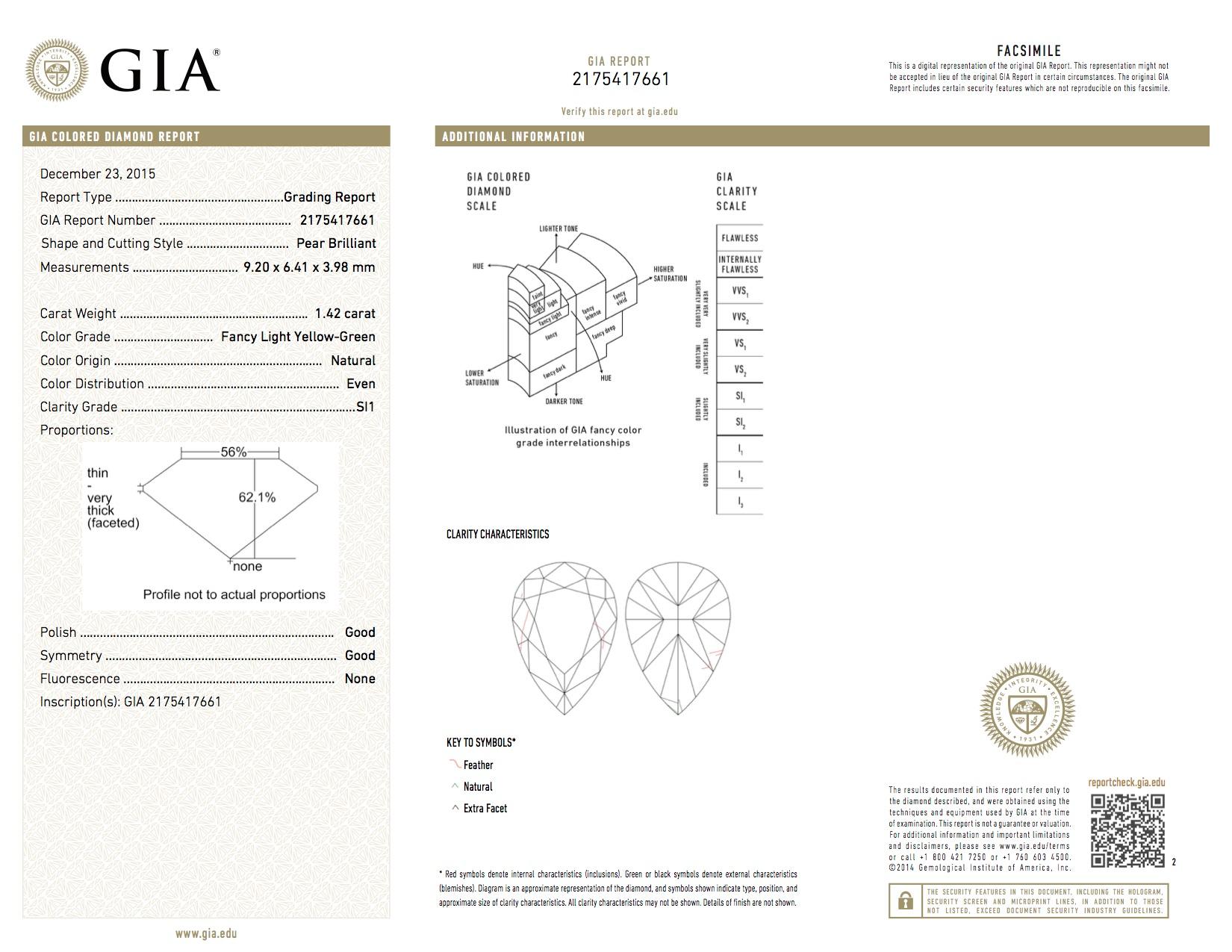 GIA-zertifizierter birnenförmiger Ring in Fancy Color 3