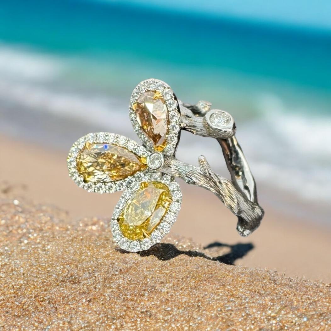GIA Certified Fancy Coloured Diamond Dress Ring For Sale 1