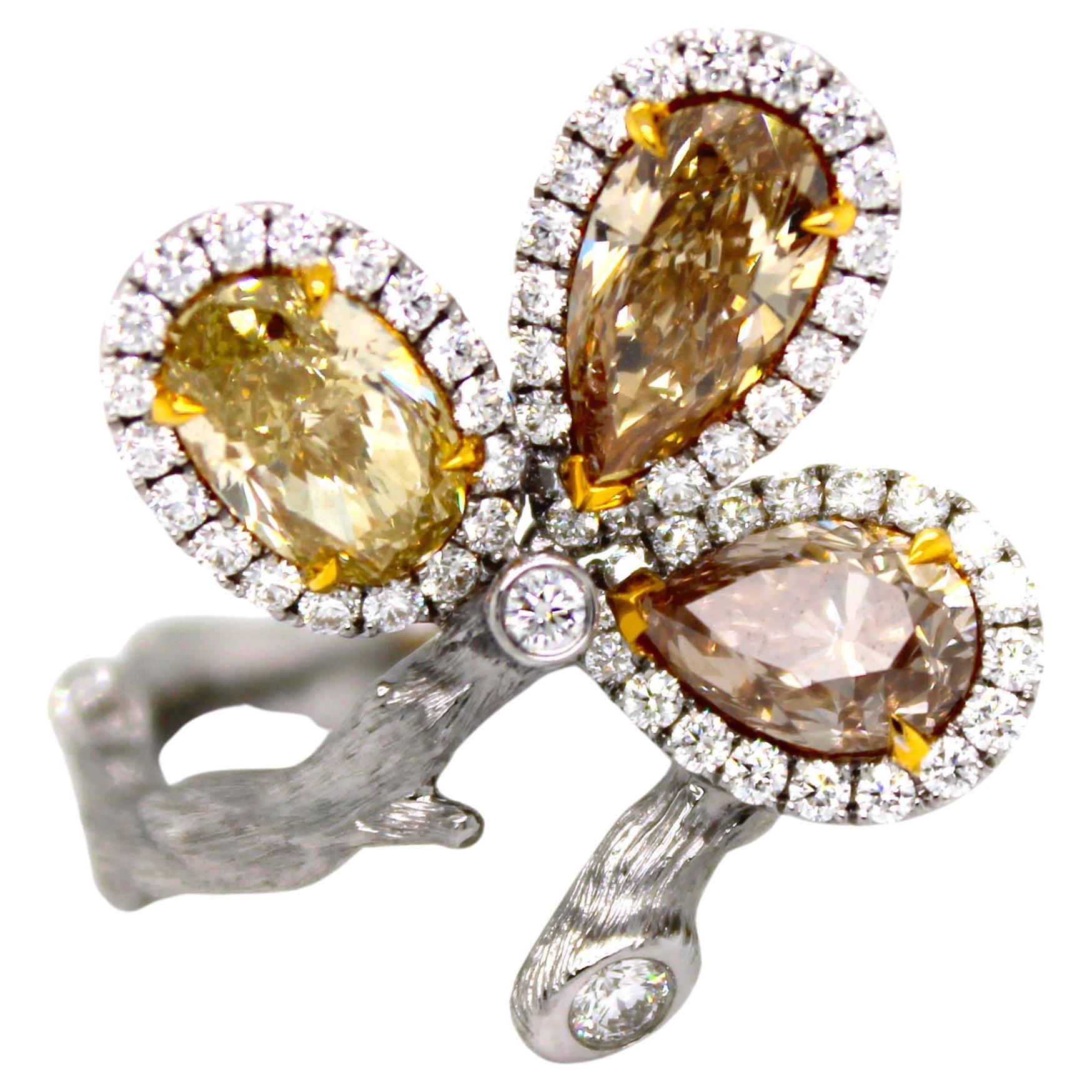 GIA Certified Fancy Coloured Diamond Dress Ring For Sale