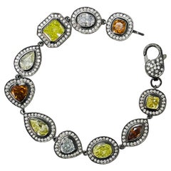 GiA-zertifiziertes Diamantarmband aus 18 Karat Gold mit Fancy-Schliff und ausgefallenen Farben