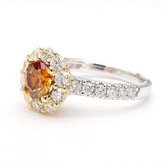 GIA Certified Fancy Deep Brown-Orange Round Diamond 2.26 Carat TW Gold Ring