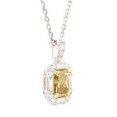 GIA Certified Fancy Deep Brownish Yellow Diamond 2.42 Carat TW Gold Pendant
