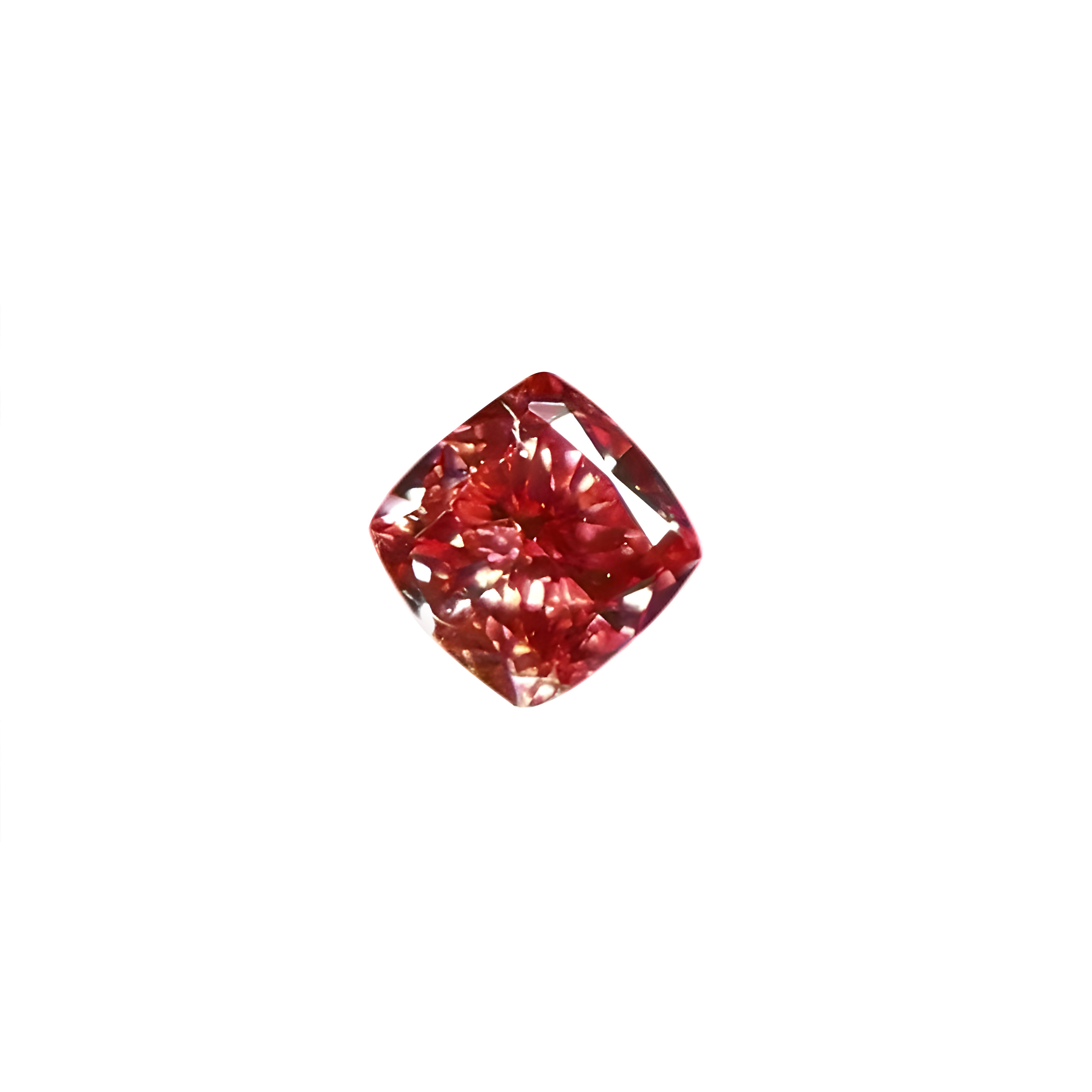 Diamante rosa arancio intenso certificato GIA - Diamante quasi rosso 0,10ct in vendita