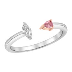 GIA Certified Fancy Deep Pink Pear Shape and White Diamond Stackable Band