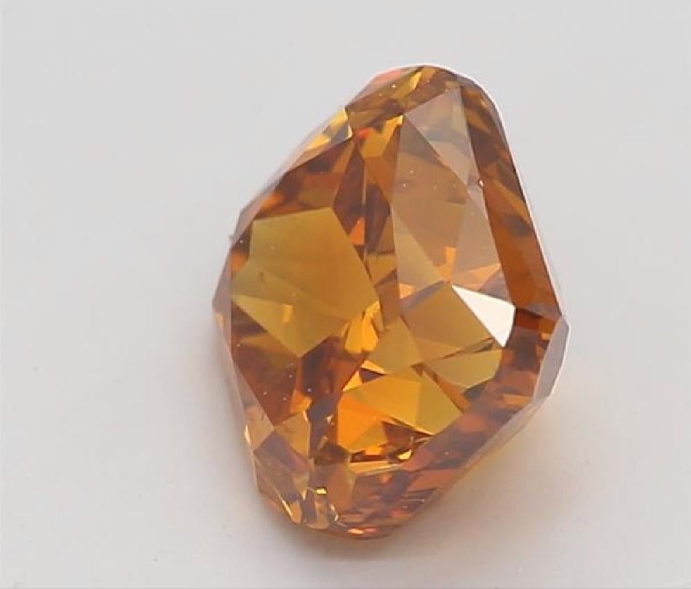 Cushion Cut GIA Certified Fancy Deep Yellowish Orange SI2 Clarity Diamond For Sale