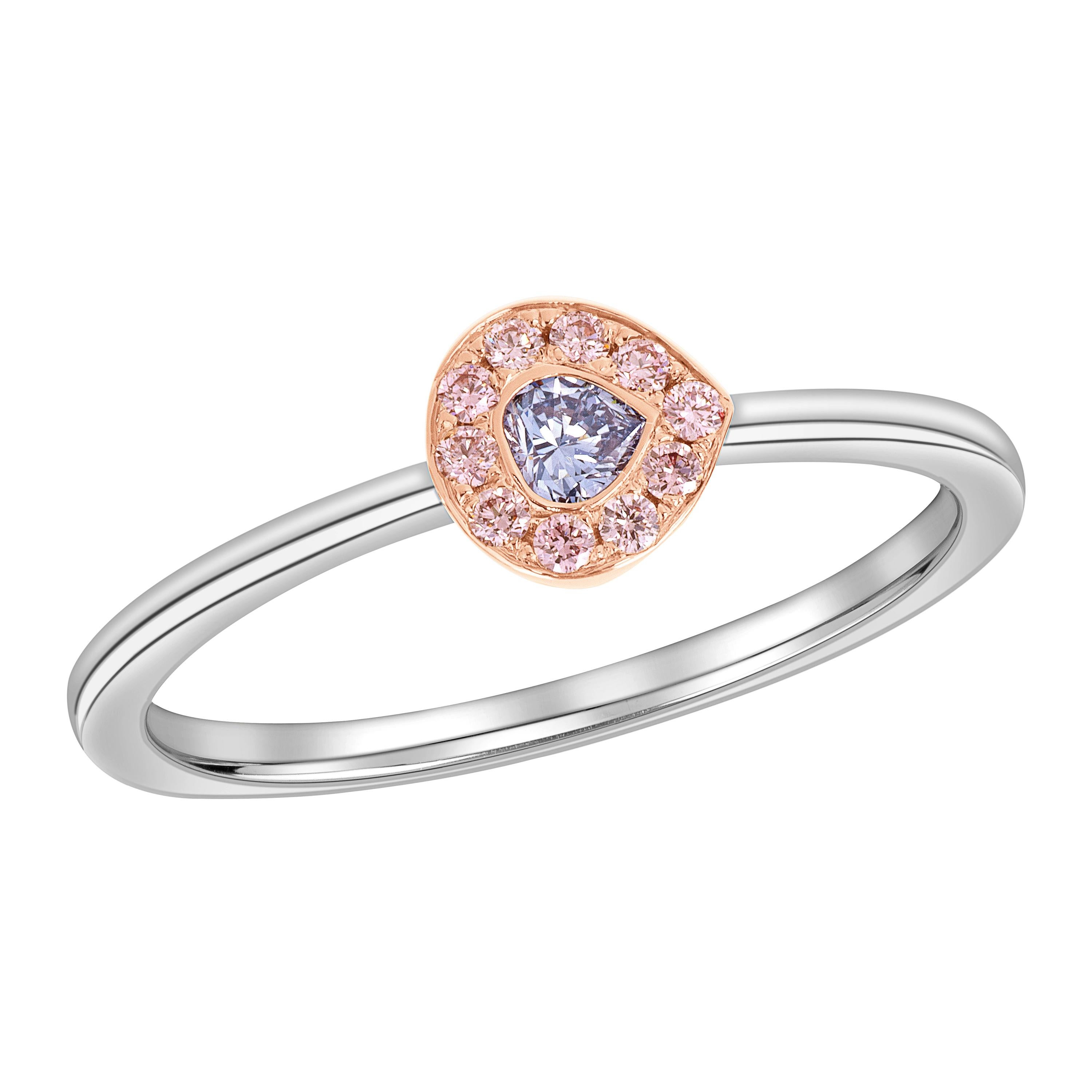 GIA Certified Fancy Gray Blue and Argyle Pink Diamond Stackable Ring For Sale