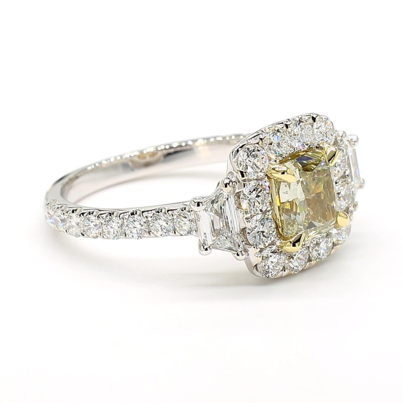 GIA-zertifiziert Fancy Gray-Greenish Yellow Radiant Diamant 2,27 Karat TW Gold Ring (Radiantschliff) im Angebot