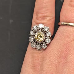 GIA Certified 1.03cts Fancy Greenish Yellow Round Diamond Ring