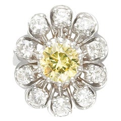 Anillo de Diamante Redondo Amarillo Verdoso Fancy Certificado GIA 1,03cts