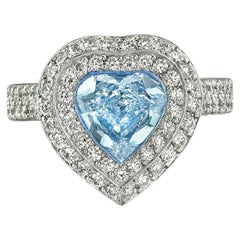 GIA Certified Fancy Intense Blue Heart Shape Diamond Ring