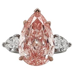 GIA Certified Fancy Intense Pink 7.51 Carat Pear Cut Diamond Engagement Ring