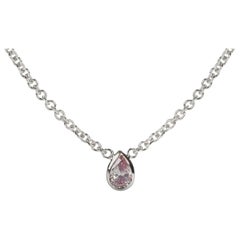 GIA Certified Fancy Intense Pink Pear Shape Bezel Necklace I1 Clarity 0.17 Carat