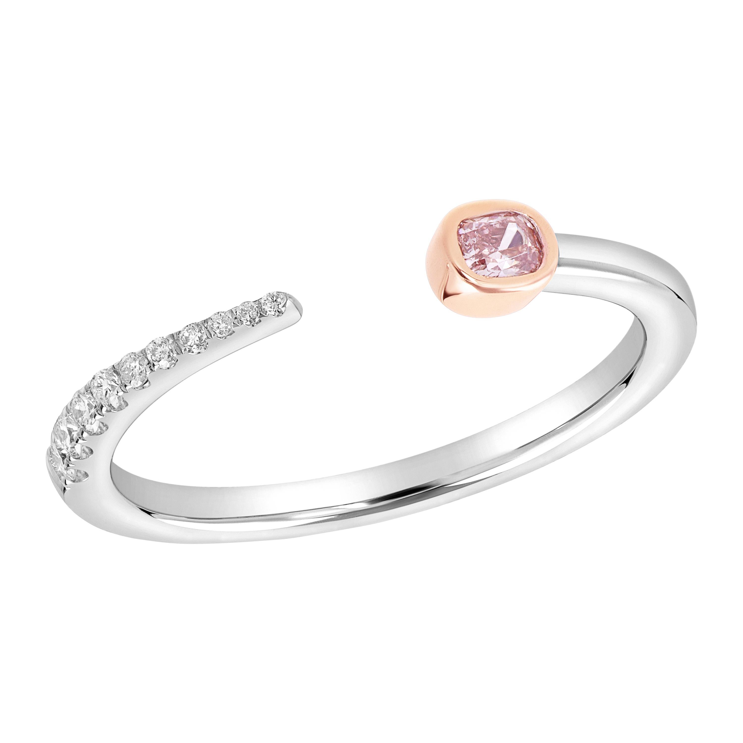GIA Certified Fancy Intense Pink Radiant Stackable Ring