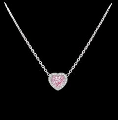 GIA Certified Fancy Intense Purplish Pink Heart Shape Diamond Pendant