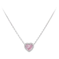 GIA Certified Fancy Intense Purplish Pink Heart Shape Diamond Pendant