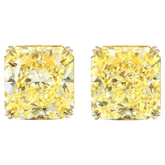 GIA Certified 6 Carat Radiant Cut Diamond Studs in 18K Yellow Gold