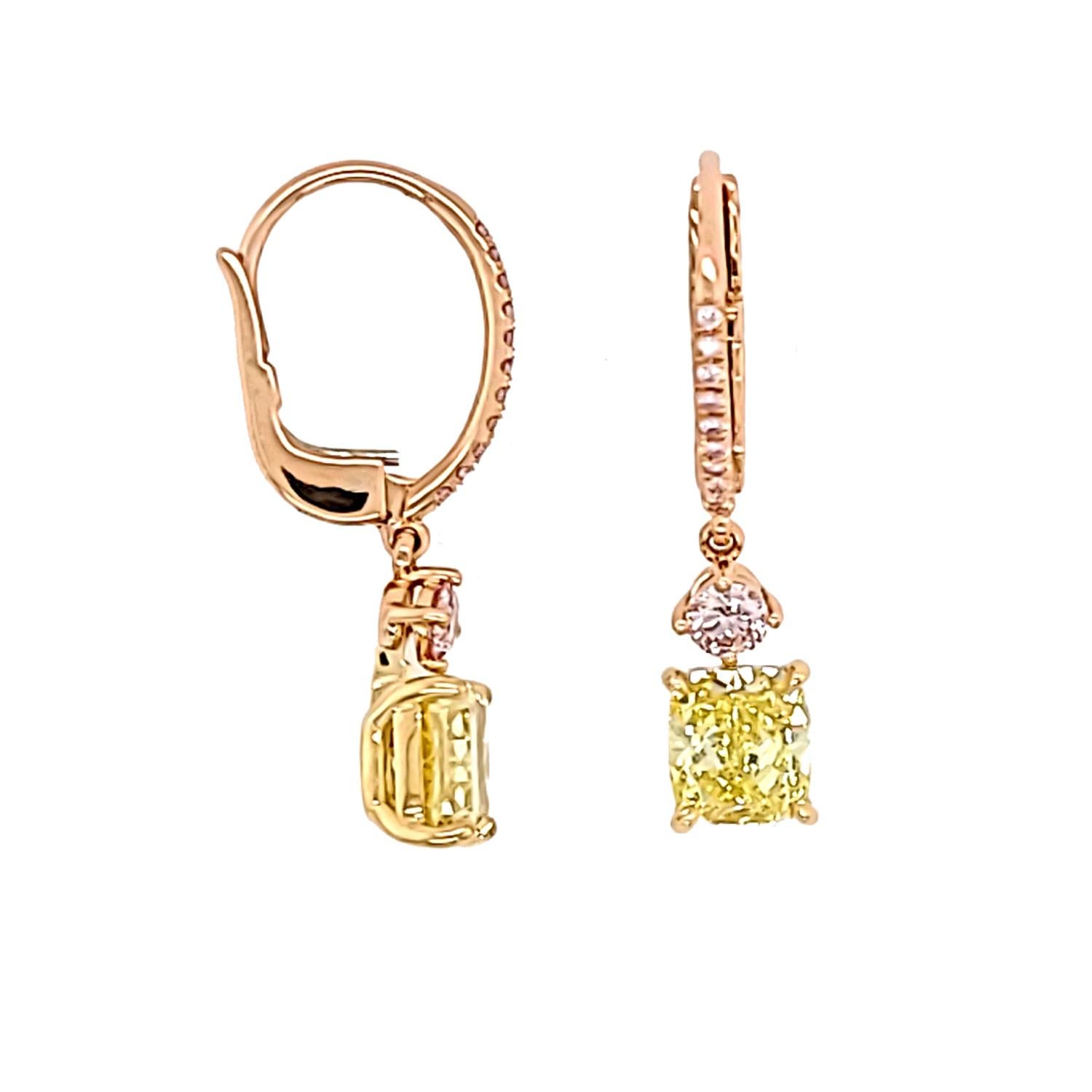 fancy pink diamond earrings