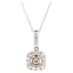 GIA Certified Fancy Light Brown Asscher Diamond 0.86 Carat TW Gold Pendant