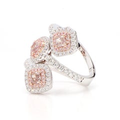 GIA Certified Fancy Light Brown-Pink Heart Diamond 1.83 Carat TW Cocktail Ring