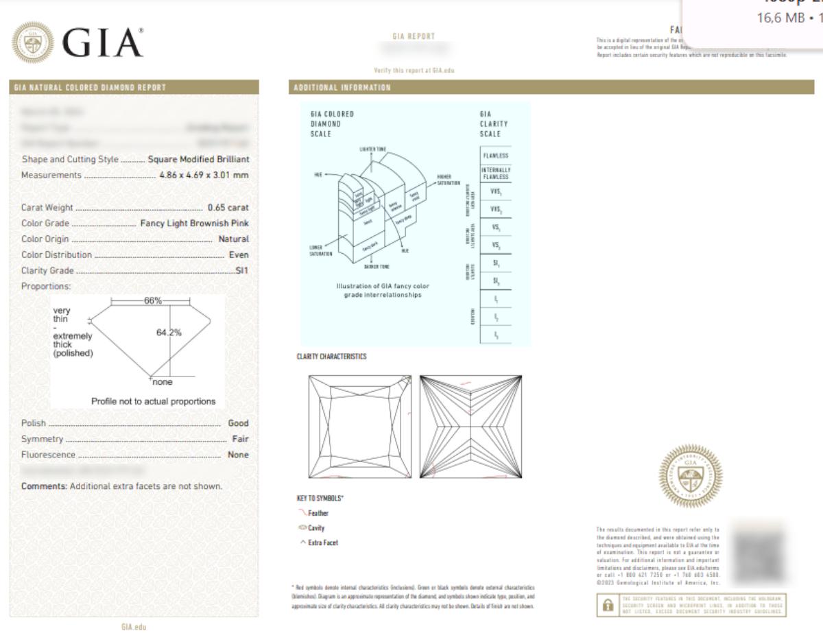 GIA Certified Fancy Light Brownish Pink Princess Cut Diamond Double Halo Ring (anello con doppio anello) In condizioni Nuovo in vendita a Chicago, IL
