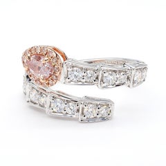 GIA Certified Fancy Light Purplish Pink Pear Diamond 1,41 Karat TW Gold Ring
