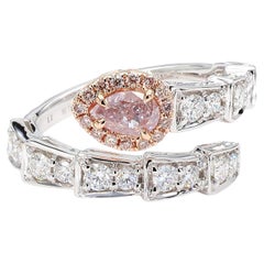 GIA Certified Fancy Light Purplish Pink Pear Diamond 1,41 Karat TW Gold Ring