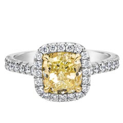 Roman Malakov, GIA Certified Fancy Light Yellow Diamond Halo Engagement Ring