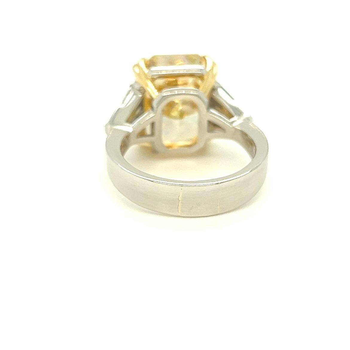 Antique Cushion Cut GIA Certified Fancy Light Yellow Diamond Ring For Sale