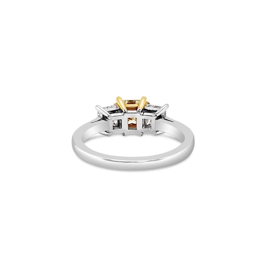 Women's GIA Certified Fancy Light Yellow Diamond Ring in Platinum For Sale