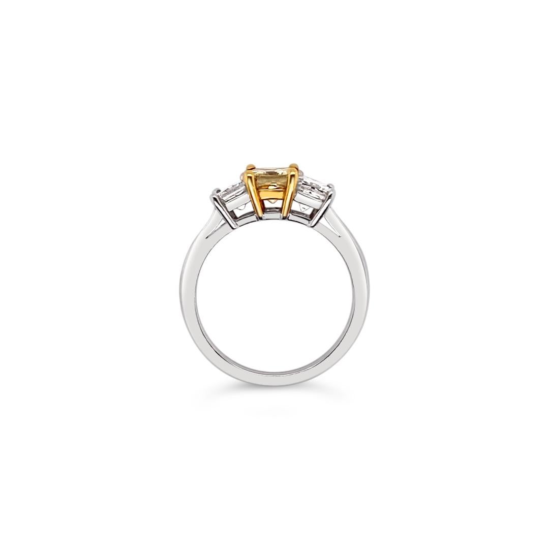 GIA Certified Fancy Light Yellow Diamond Ring in Platinum For Sale 1