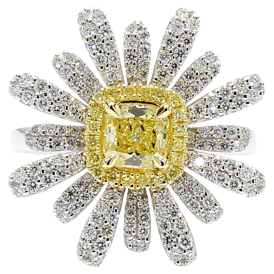 GIA Certified Fancy Light Yellow Radiant Diamond 1.50 Carat TW Gold Ring