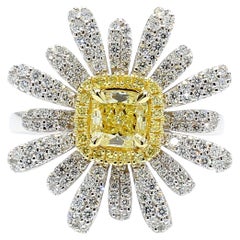 GIA Certified Fancy Light Yellow Radiant Diamond 1.50 Carat TW Gold Ring