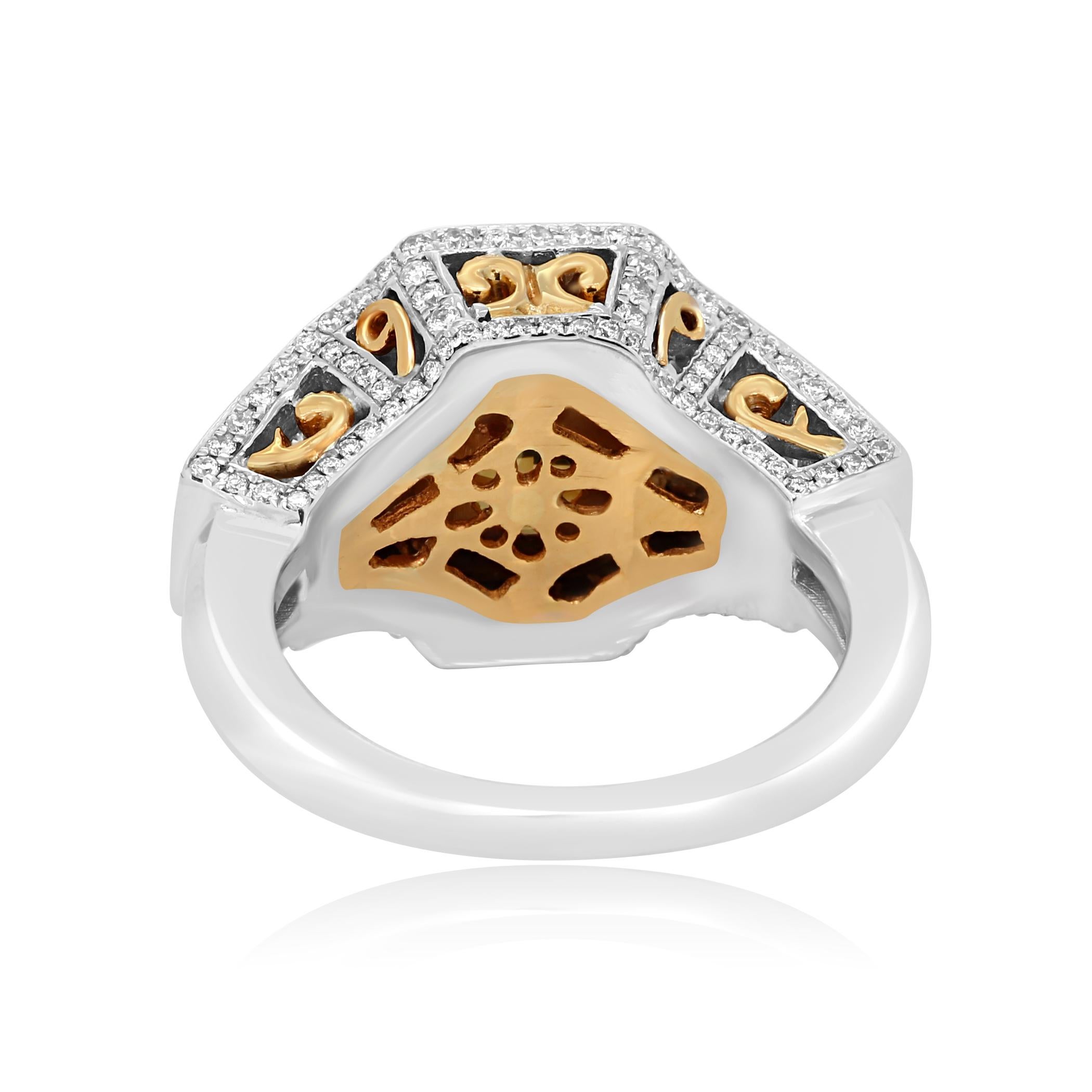 GIA Certified Fancy Orangish Brown Diamond Halo Two Color Gold Cocktail Ring 5