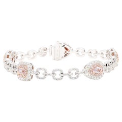 Bracciale da tennis in oro con diamanti rosa di fantasia certificati GIA da 4,13 carati TW