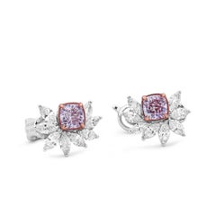 GIA Certified Fancy Pink Diamond Earrings, 2.43 Carat