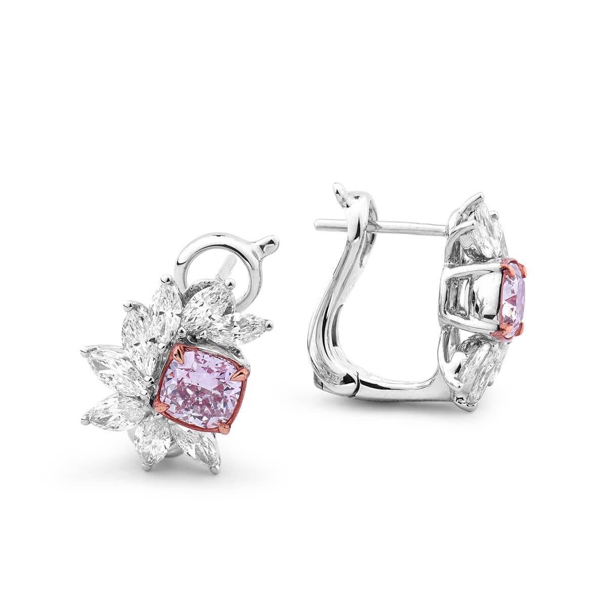 Modern GIA Certified Fancy Pink Diamond Earrings, 2.43 Carat