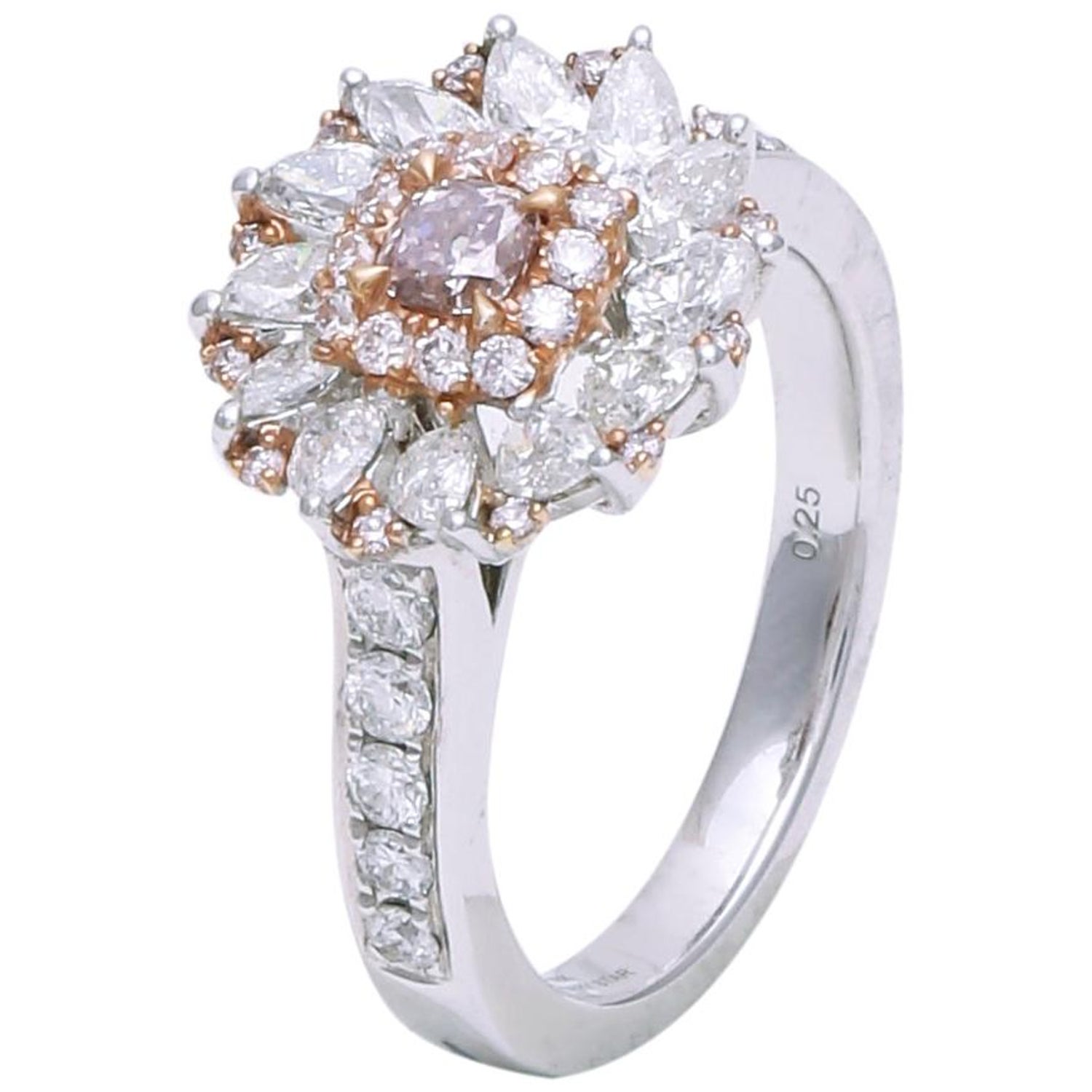 GIA Certified Fancy Pink Diamond Ring Set in 18 Karat White Gold For Sale  at 1stDibs