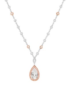 GIA-zertifizierte Fancy Pink Diamond & White Diamond Halskette