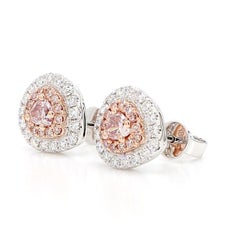 GIA Certified Fancy Pink Pear Diamond 1,07 Karat TW Gold Ohrstecker