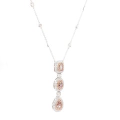GIA Certified Fancy Pink Pear Diamond 3.13 Carat TW Gold Drop Necklace