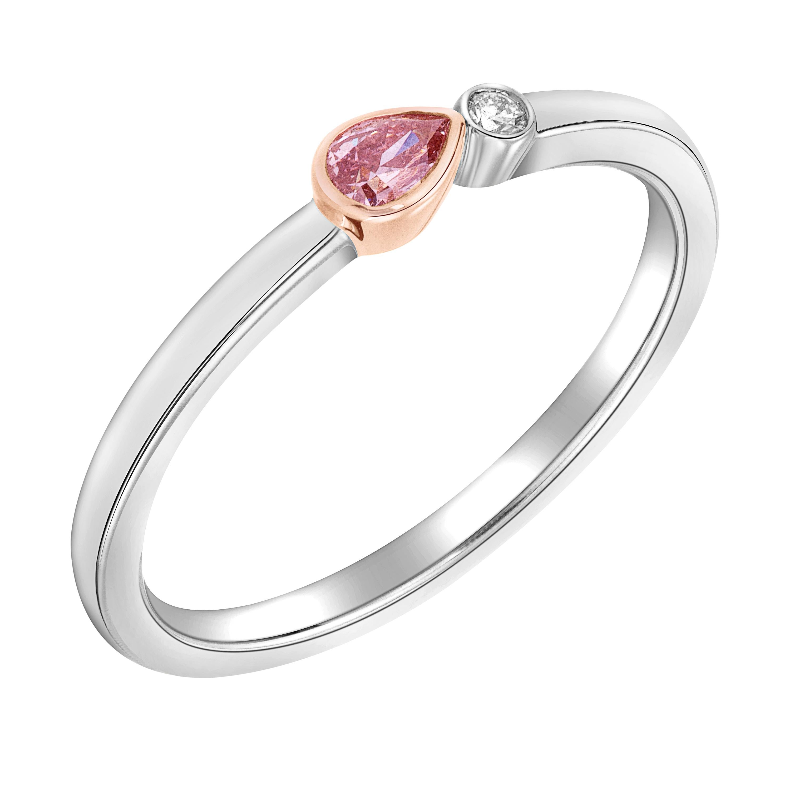 GIA Certified Fancy Pink Pear Shaped Stackable Ring