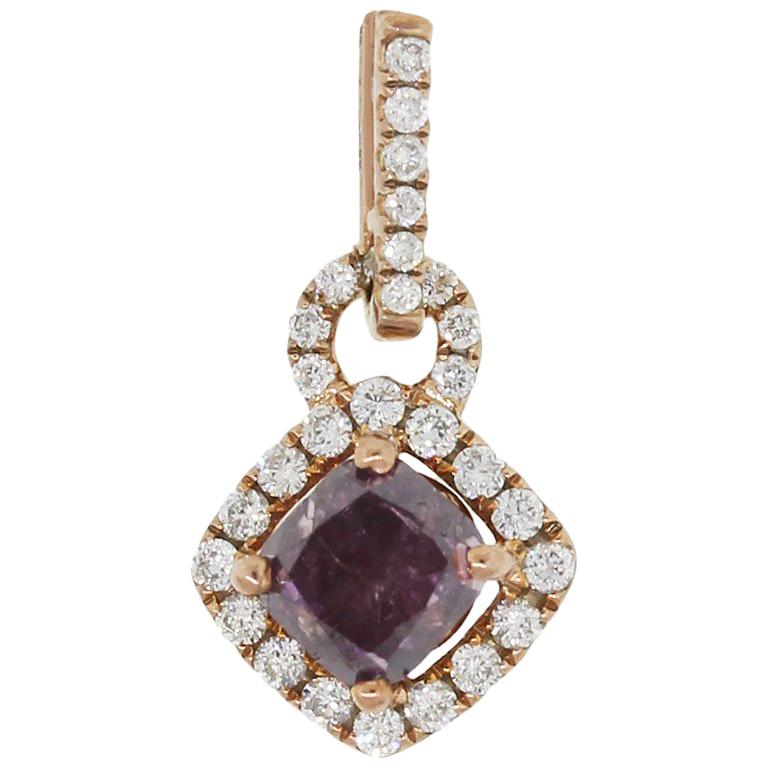 GIA Certified Fancy Pink Purple Diamond Pendant