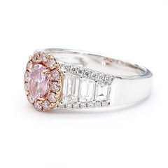 GIA-zertifizierter Fancy Pink-Purple Oval Diamond 1,74 Karat TW Gold Cocktail Ring