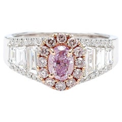 GIA-zertifizierter Fancy Pink-Purple Oval Diamond 1,74 Karat TW Gold Cocktail Ring