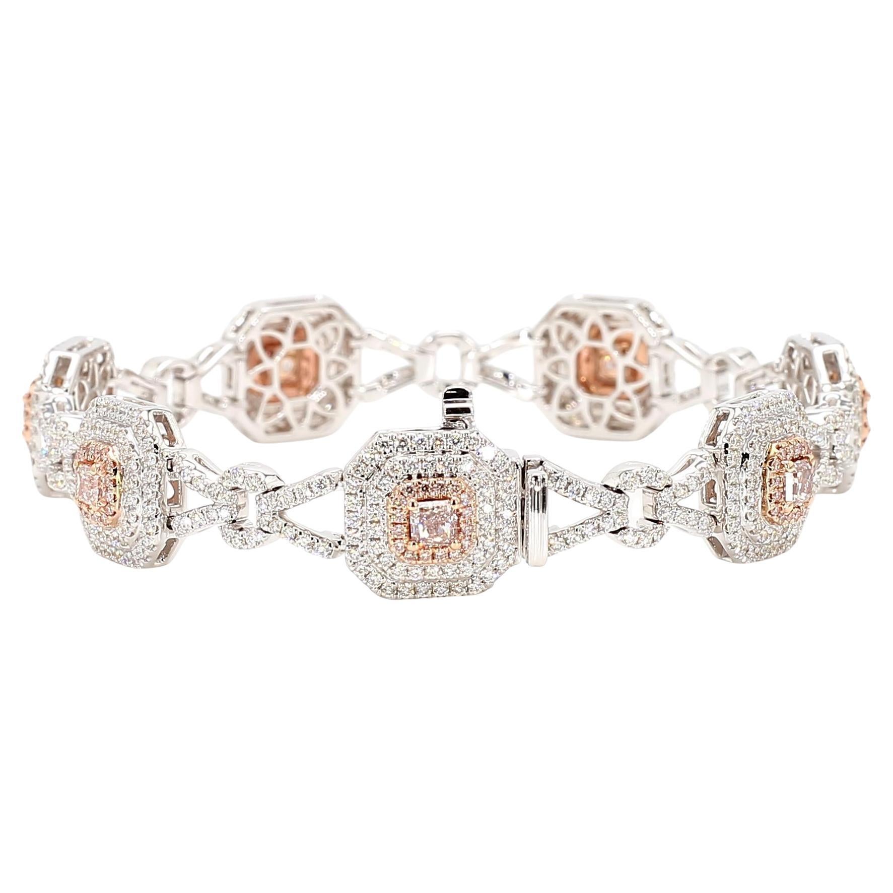 Pulsera de tenis de oro de 4,59 quilates TW con diamante rosa radiante certificado por el GIA